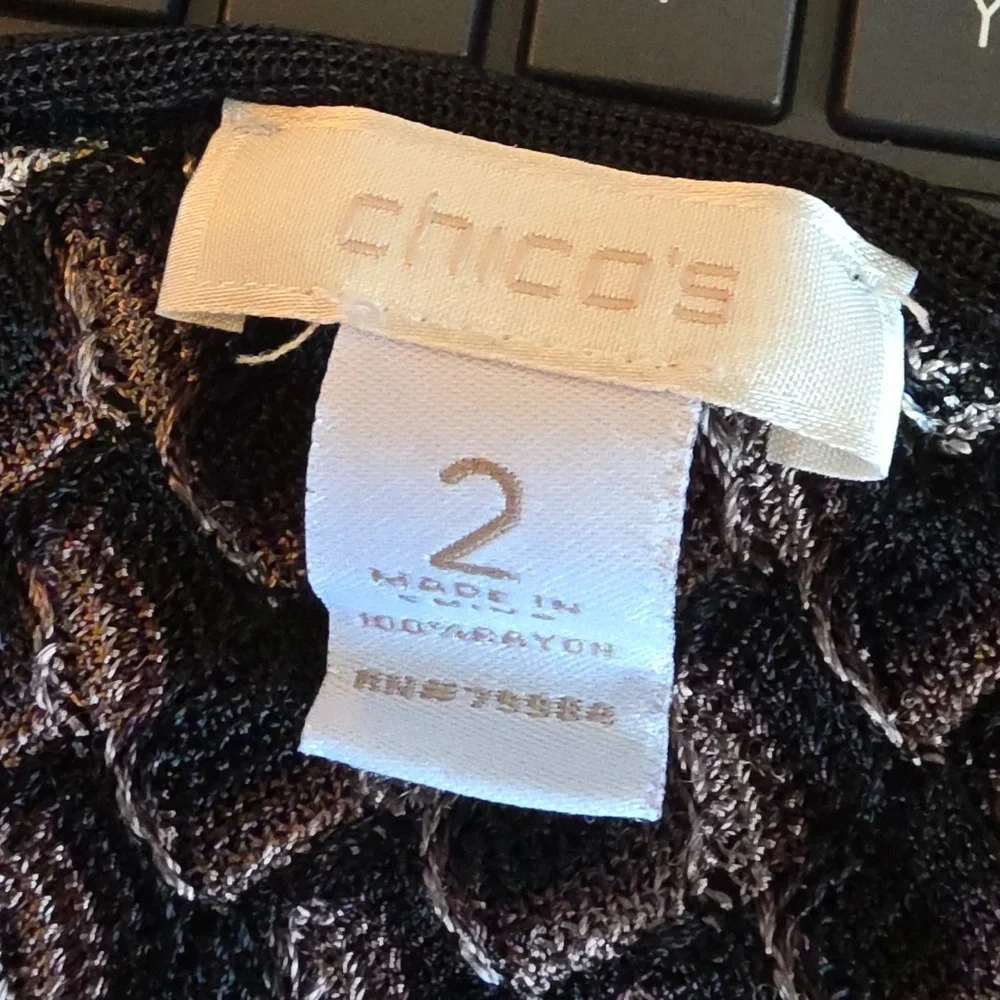 Chicos Women's Multicolor Open Front Cardigan Sweater - Picture 6 of 6